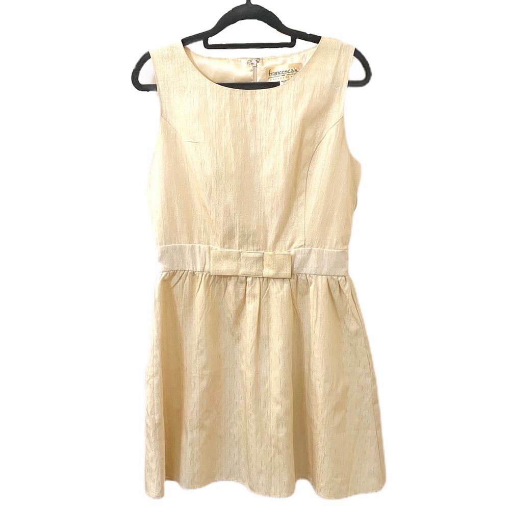 Francesca’s Gold & Cream Sleeveless Dress